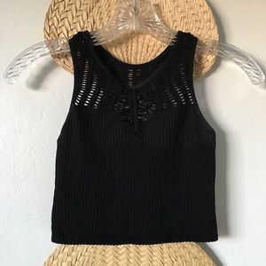 Free People Black Laser Cut Crop Top Bralette